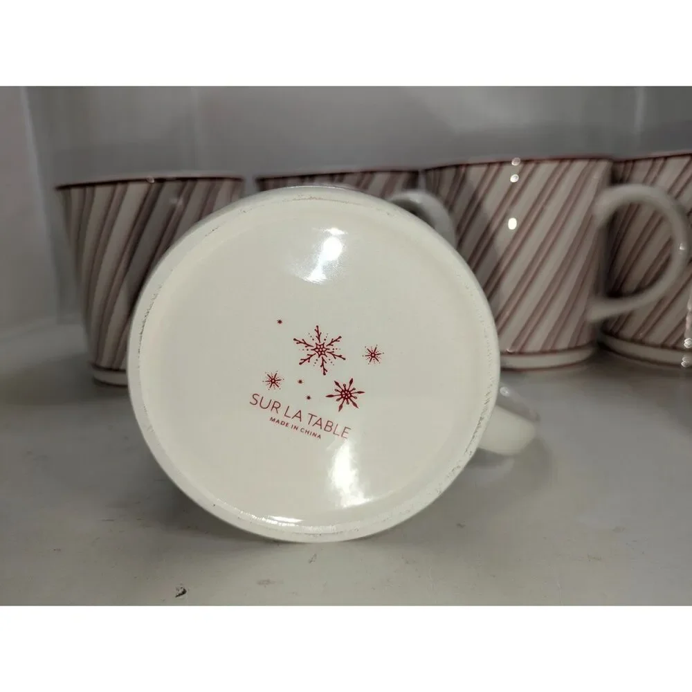 Sur La Table Candy Cane Striped Holiday Mug - Set of 6